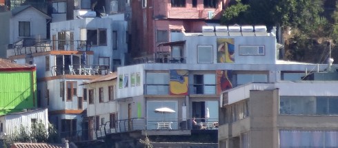 Valparaiso Experience from the Water. Notice the Murals on the building.