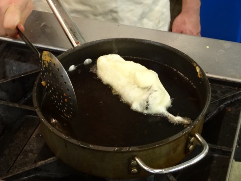 Deep frying the relleno