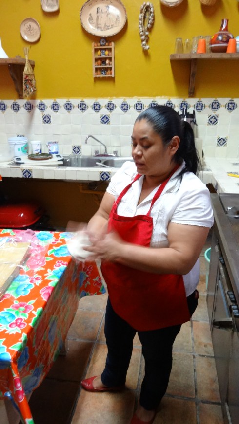 Shaping the gordita dough